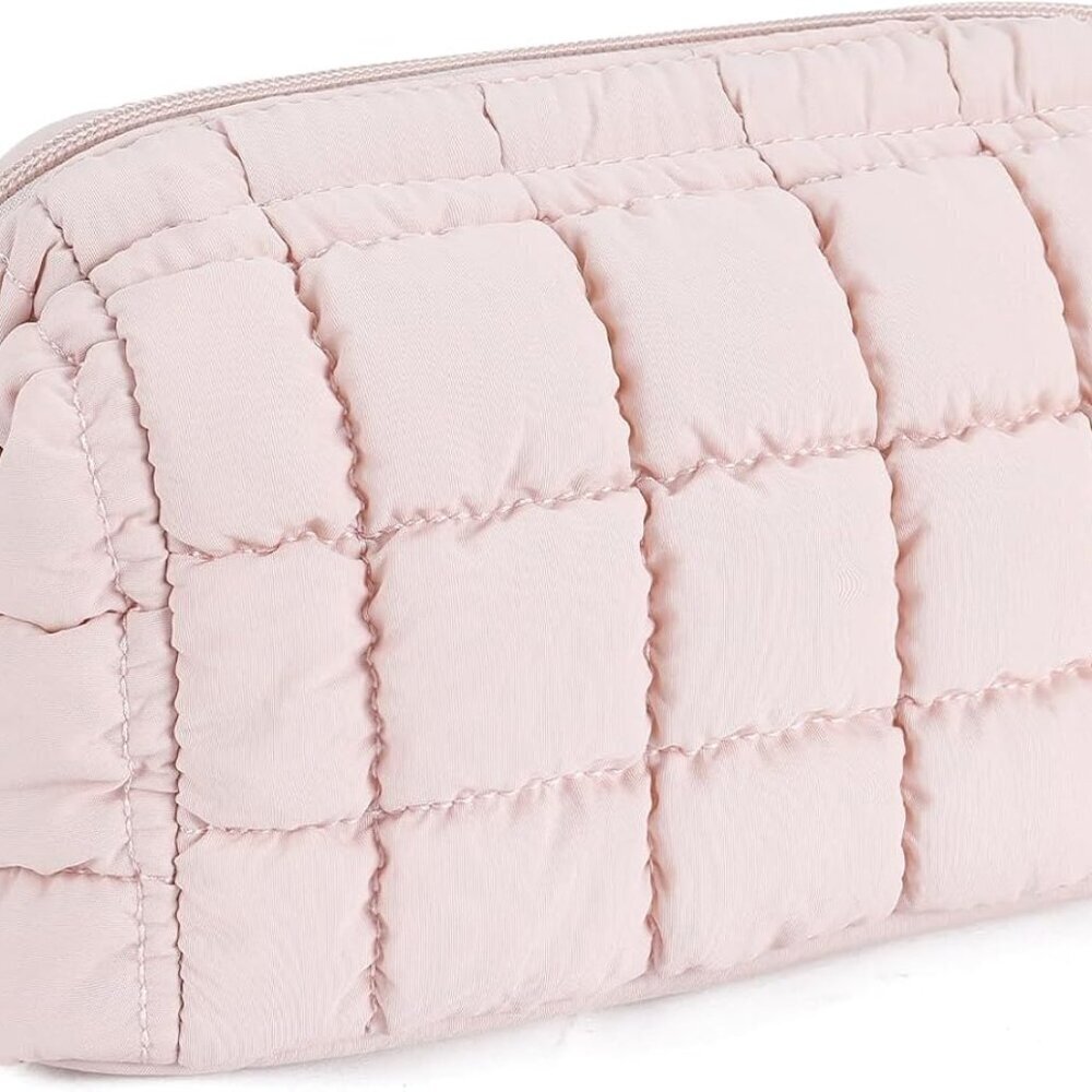 Puffer Makeup Bags for Women, Nylon Puffy Padded Make Up Bags for Women Makeup O